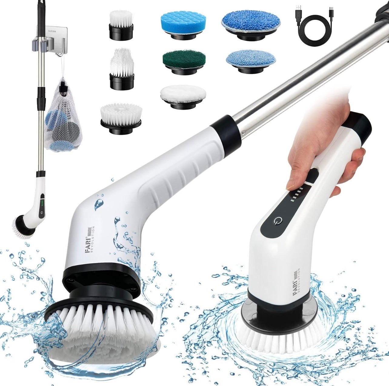 Turboclean™ Electric Cleaning Brush – Cordless Power Scrubber (8 Heads, 2 Speeds)