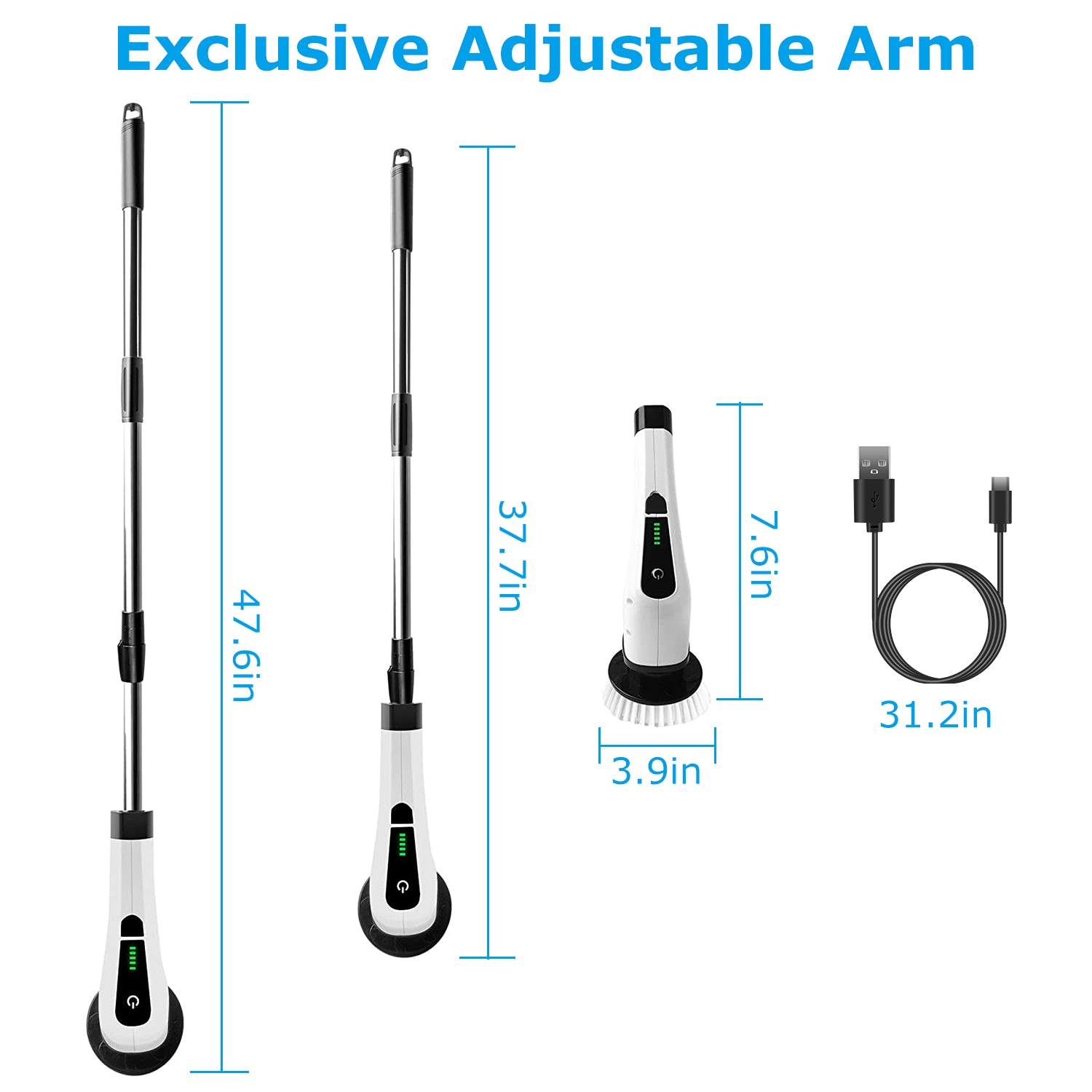 Turboclean™ Electric Cleaning Brush – Cordless Power Scrubber (8 Heads, 2 Speeds)
