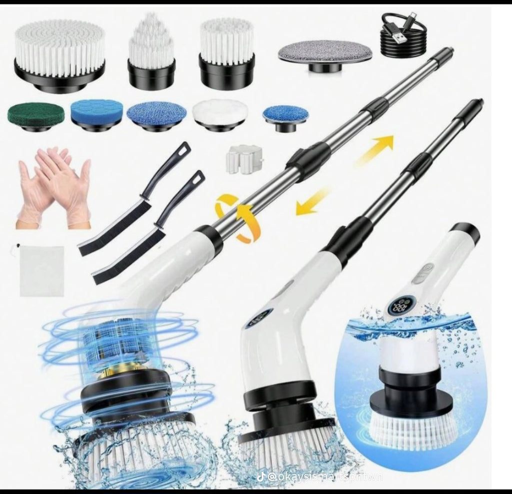 Turboclean™ Electric Cleaning Brush – Cordless Power Scrubber (8 Heads, 2 Speeds)